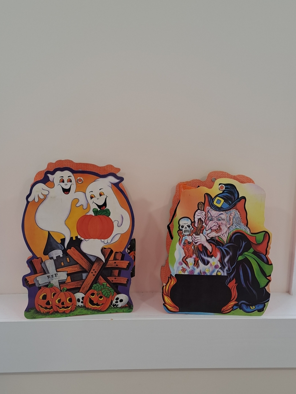 Vtg. 80s Die Cut Halloween Trick Or Treat Gift Bags Witch Ghost Nostalgic Retro.